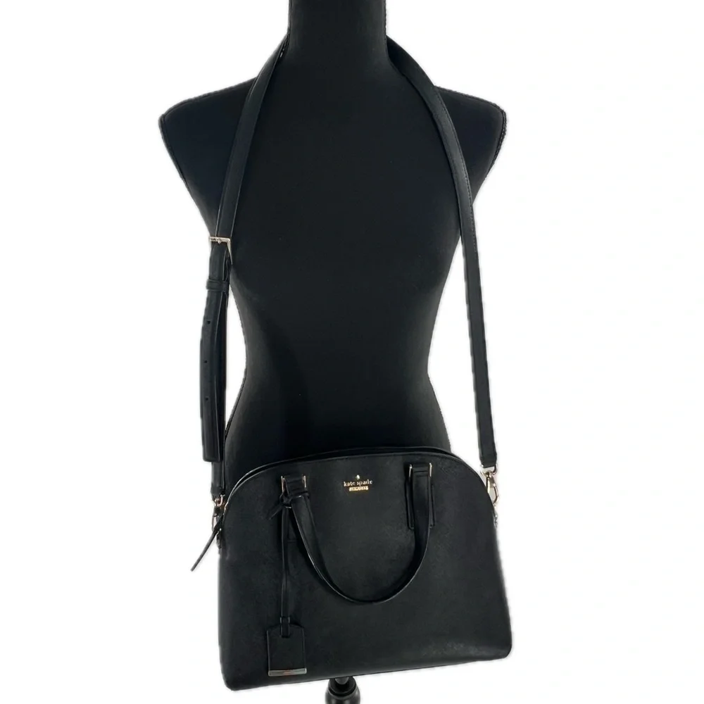 Kate Spade New York Cameron Street Large Lottie Satchel Crossbody Black Leather